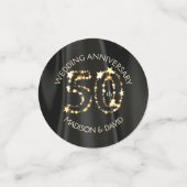 Zwart satijn en gouden sternummers confetti (Kleine voorkant)