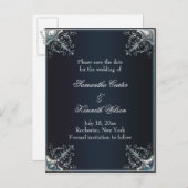 Zwart Satijn Zwart Stropdas Huwelijksuitnodigingen Aankondigingskaart (Voorkant / Achterkant)