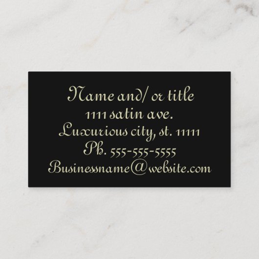 Zwart satijnachtig visitekaartje (Achterkant)