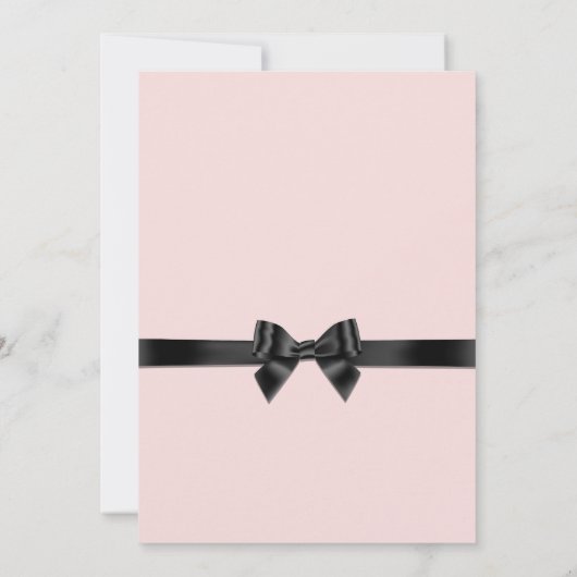 Zwart Satin Ribbon Bow Blush Pink Foto Sweet 16 Kaart (Achterkant)