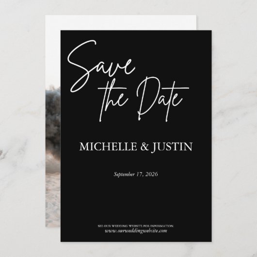 Zwart Save The Date (Voorkant / Achterkant)