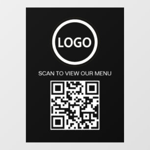 Zwart Scan Me QR Code prijslijst Menu Sign Raamsticker