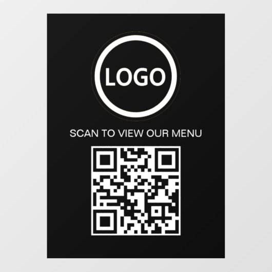 Zwart Scan Me QR Code prijslijst Menu Sign Raamsticker (Vel)