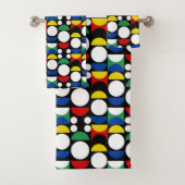 Zwart Scandinavisch Bauhaus Mid-Century Patroon Bad Handdoek (Insitu)