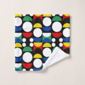 Zwart Scandinavisch Bauhaus Mid-Century Patroon Bad Handdoek (Wasdoekje)