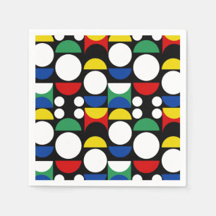 Zwart Scandinavisch Bauhaus Mid-Century Patroon Servet