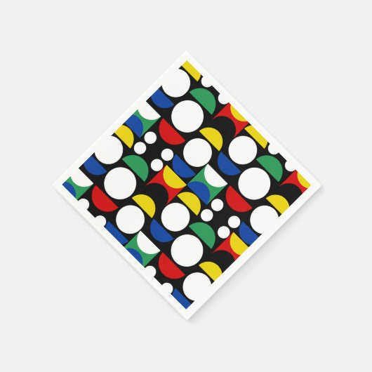 Zwart Scandinavisch Bauhaus Mid-Century Patroon Servet (Hoek)