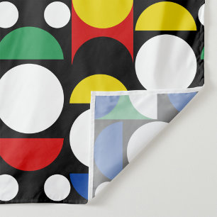 Zwart Scandinavisch Bauhaus Mid-Century Patroon Stof