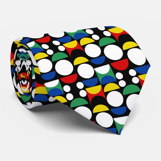 Zwart Scandinavisch Bauhaus Mid-Century Patroon Stropdas