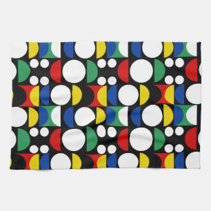 Zwart Scandinavisch Bauhaus Mid-Century Patroon Theedoek