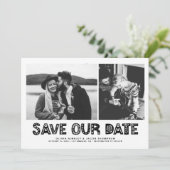 Zwart Scandinavische typografie fotocollage Save The Date (Staand voorkant)