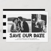 Zwart Scandinavische typografie fotocollage Save The Date (Voorkant / Achterkant)