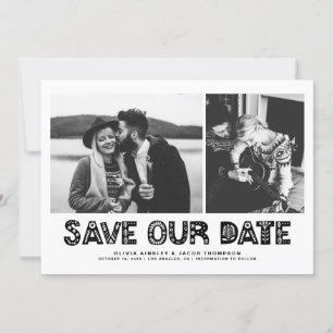 Zwart Scandinavische typografie fotocollage Save The Date