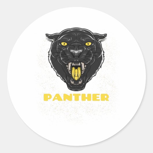 Zwart Scary Panther Ronde Sticker (Voorkant)