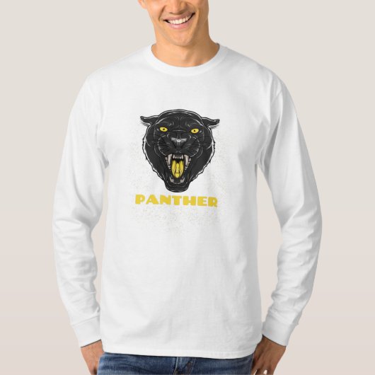 Zwart Scary Panther T-shirt (Voorkant)