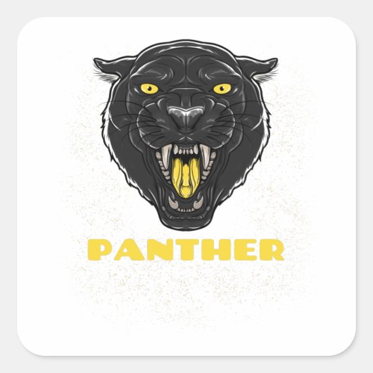 Zwart Scary Panther Vierkante Sticker (Voorkant)