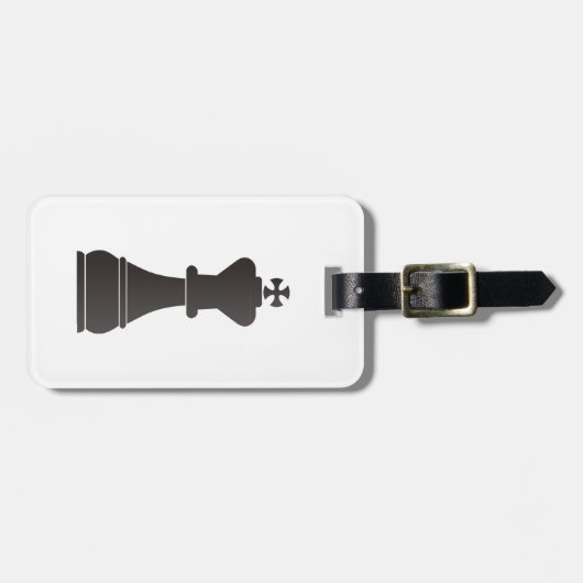 Zwart schaakstuk bagagelabel (Voorkant horizontaal)