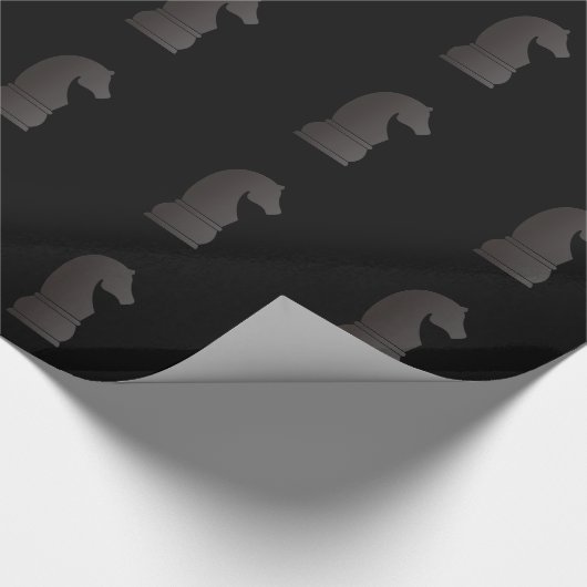 Zwart schaakstuk cadeaupapier (Hoek)