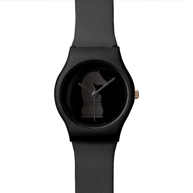 Zwart schaakstuk horloge (Close Up)