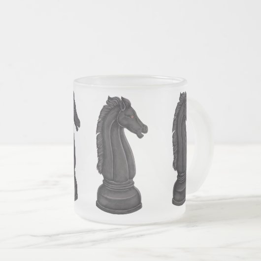  zwart schaakstuk matglas koffiemok (Voorkant rechts)