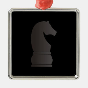 Zwart schaakstuk metalen ornament