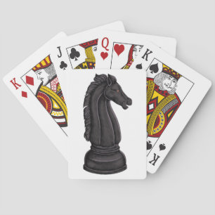 zwart schaakstuk pokerkaarten