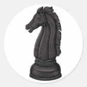 zwart schaakstuk ronde sticker (Voorkant)