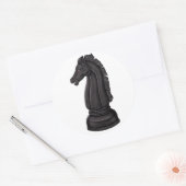 zwart schaakstuk ronde sticker (Envelop)