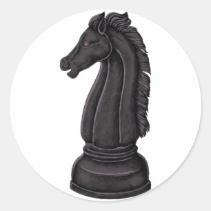 zwart schaakstuk ronde sticker