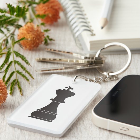 Zwart schaakstuk sleutelhanger (Voorkant Rechts)