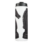 zwart schaakstuk thermosbeker (Voorkant)