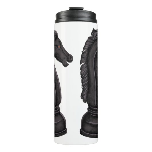  zwart schaakstuk thermosbeker (Voorkant)