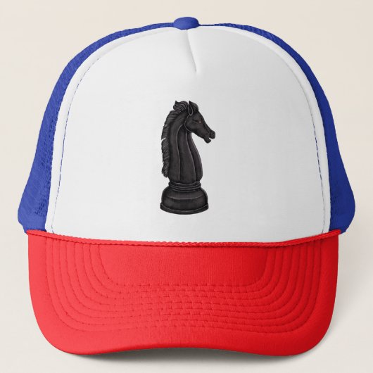 zwart schaakstuk trucker pet (Voorkant)