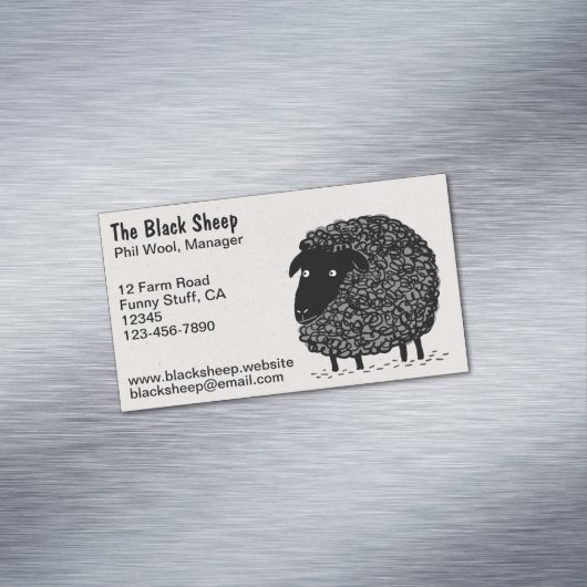 zwart schaap | Koele Cartoon Magnetisch Visitekaartje (Voorbeeld)