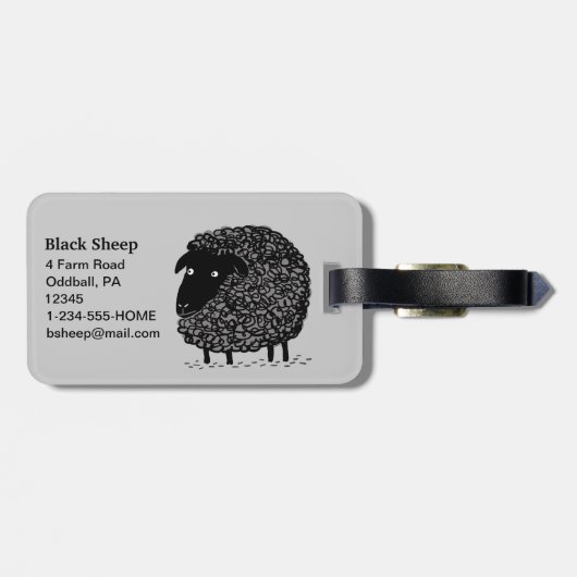 Zwart Schaap met  Tekst Bagagelabel (Achterkant horizontaal)