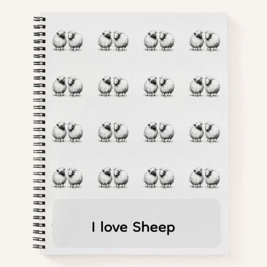 Zwart Schaap Schets Patroon Notitieboek (Voorkant)