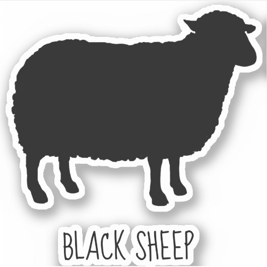 Zwart Schaap Silhouet Cool Vinyl Sticker (Voorkant)
