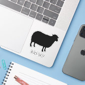 Zwart Schaap Silhouet Cool Vinyl Sticker (Laptop met iPhone)