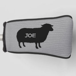 Zwart Schaap Silhouet met Aangepaste Naam Golfheadcover