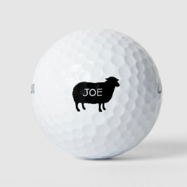 Zwart Schaap Silhouet met Aangepaste Tekst Golfballen
