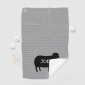 Zwart Schaap Silhouet met Aangepaste Tekst Golfhanddoek (Insitu)