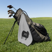 Zwart Schaap Silhouet met Aangepaste Tekst Golfhanddoek (Groen)