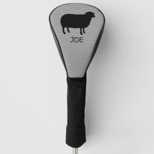 Zwart Schaap Silhouet met Aangepaste Tekst Golfheadcover
