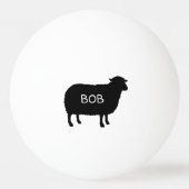 Zwart Schaap Silhouet met Aangepaste Tekst Pingpongbal (Voorkant)