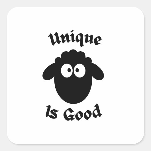 Zwart schaap: uniek is goed vierkante sticker (Voorkant)