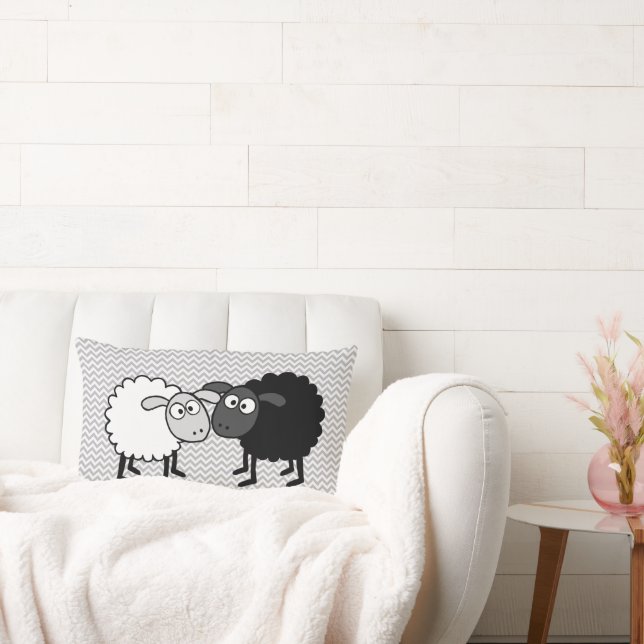 Zwart Schaap Wit Schaap Sierkussen Kussen (Bank)