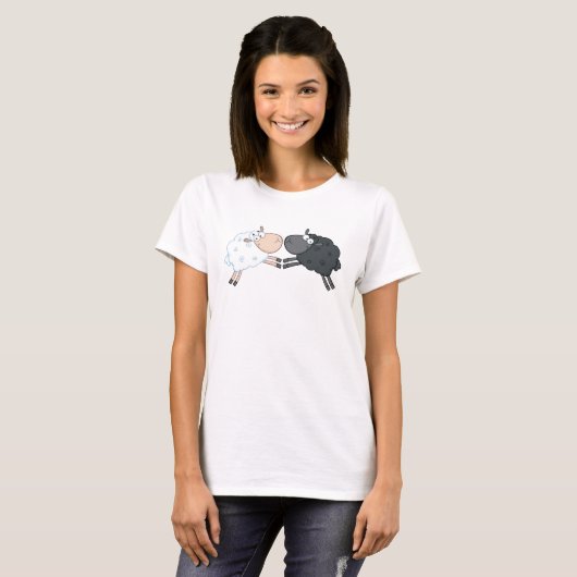 Zwart Schaap Wit Schaap T-shirt (Voorkant volledig)