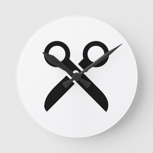 Zwart schaarpictogram ronde klok (Voorkant)