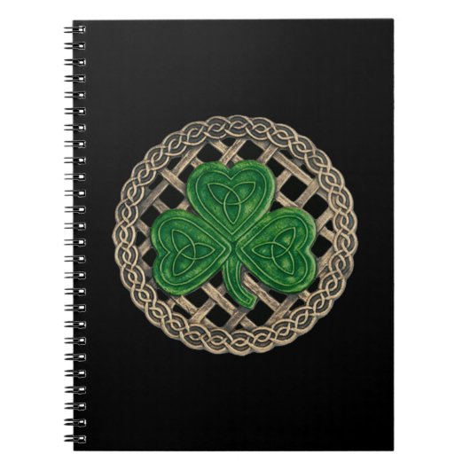 Zwart schamsteen op celtic Knots Spiral Notitieboe Notitieboek (Voorkant)