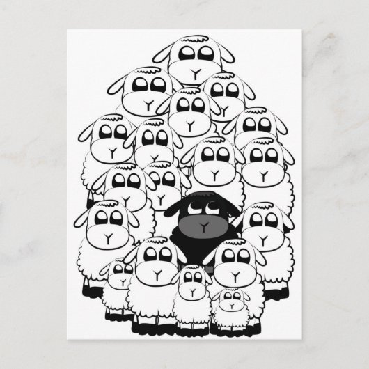 Zwart schapen briefkaart (Voorkant)